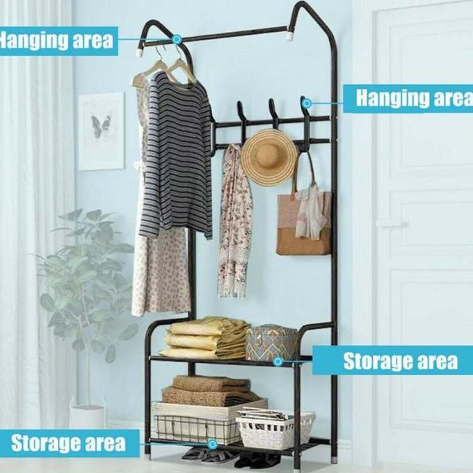 L-Shape Rak Hanger Serbaguna Gantungan Pakaian Baju Topi Buku Sepatu