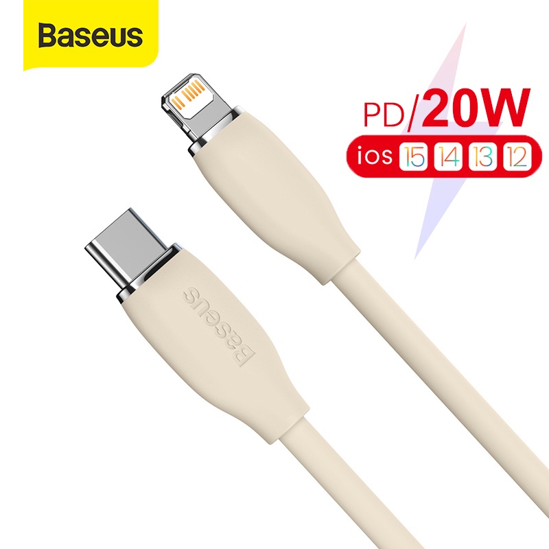 Baseus Jelly Liquid Silica Gel Fast Charging 20W Data Cable USB-C to Lightning 1.2m 2m Garansi Resmi