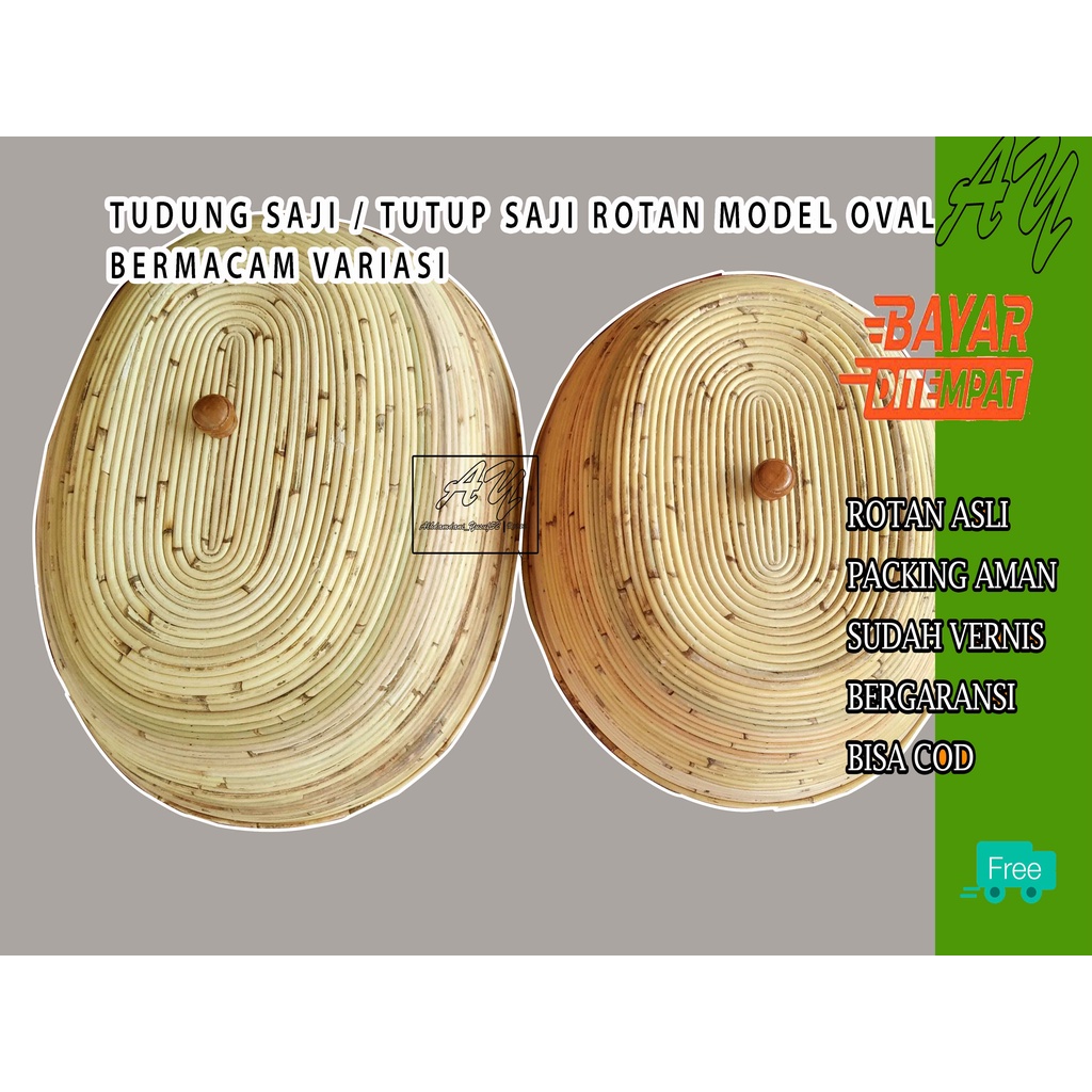 Jual Termurah Tudung Saji Rotan Mini Tutup Makan Rotan Tutup Saji Rotan Model Oval Tinggi