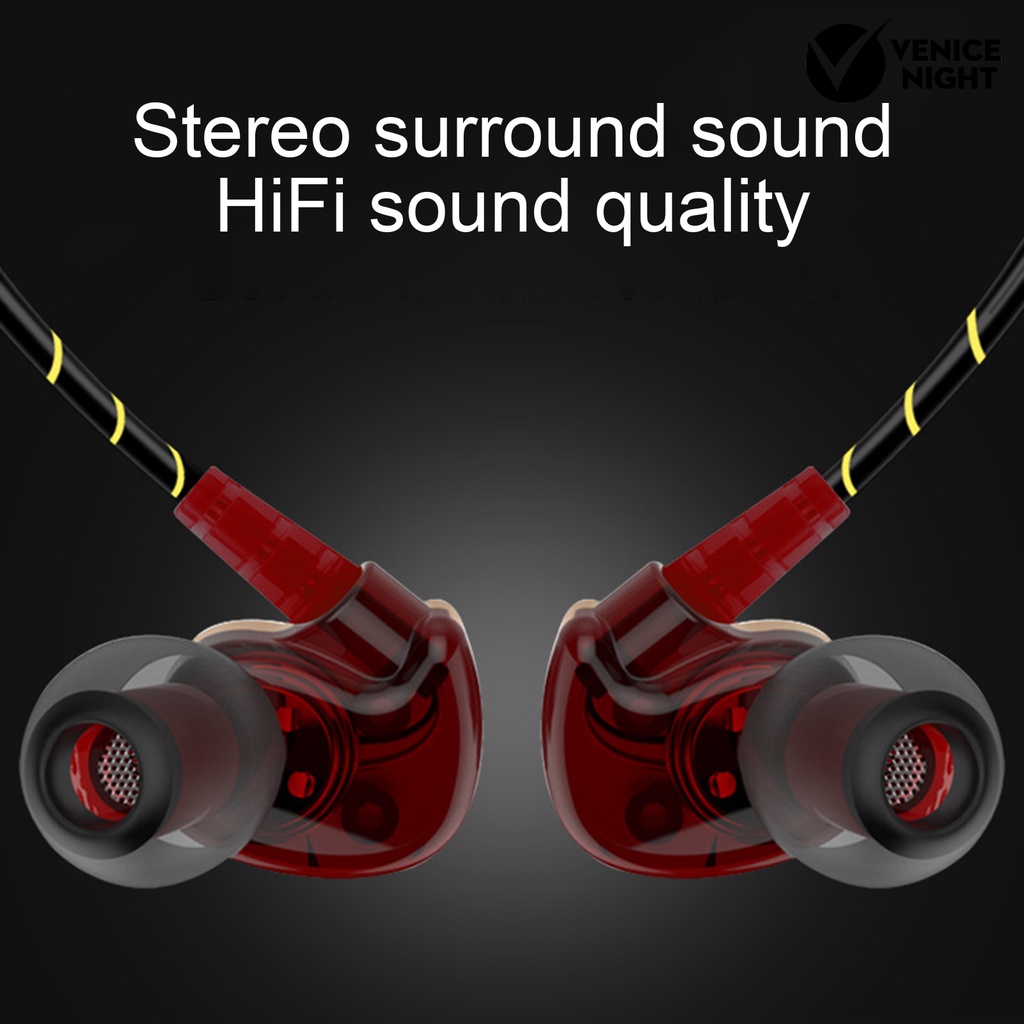 (VNEP) (Berkabel) V11 Earphone In-ear Mega Bass 3.5mm Sport Stereo Gaming Earbud dengan Mikrofon untuk Luar Ruangan