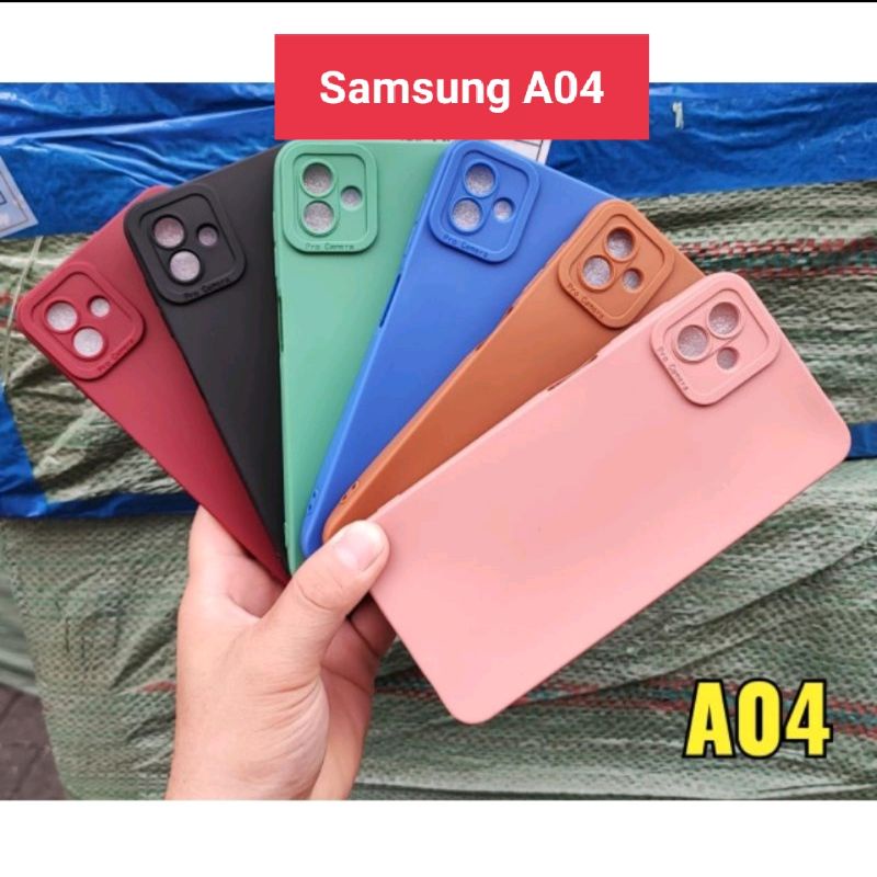 Type Hp Samsung A04/A04E Soft case/slikon/kondom/case terbaru macaron pro camera/kamera