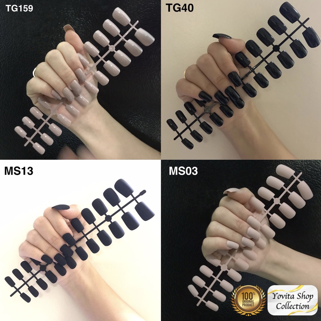 24 Pcs Kuku Palsu Polos Glossy Matte Nude / Fake Nails Manicure / Nail Art Kuku Palsu