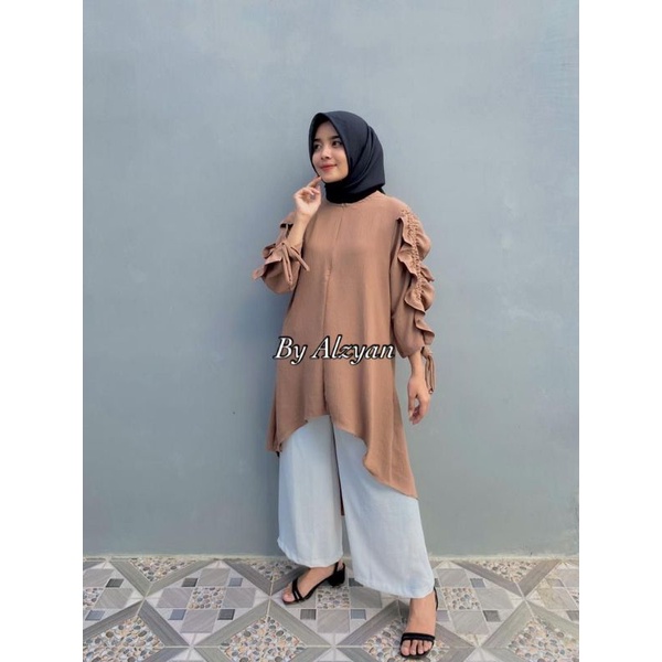 TUNIK LENGAN SERUT CRINKLE AIRFLOW WANITA