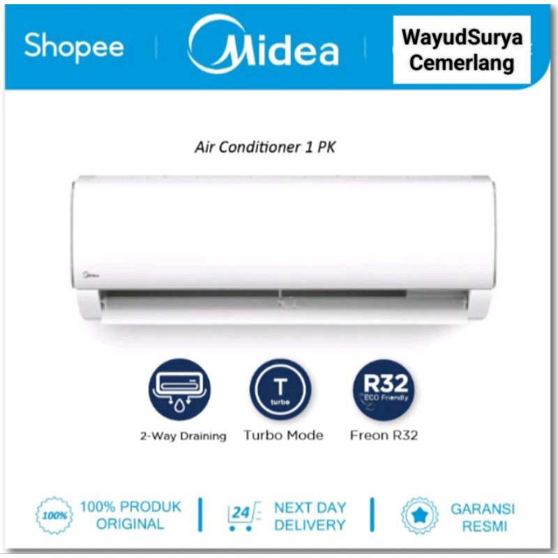 Midea AC Standard 1PK R32 Series MSAF-09CRN2 (Unit Indoor & Outdoor)