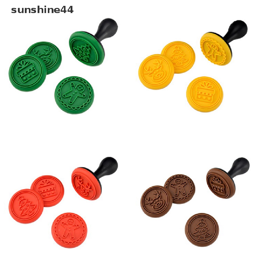 Sunshine 5Pcs Cetakan Stempel Emboss Fondant Tema Natal Untuk Dekorasi Kue DIY