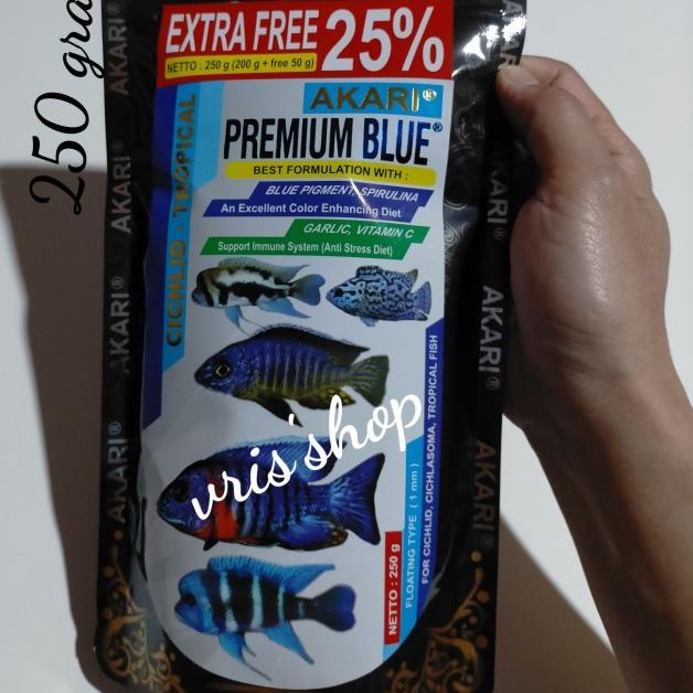 Akari premium blue ciklid 250 gram pakan ikan ciklid