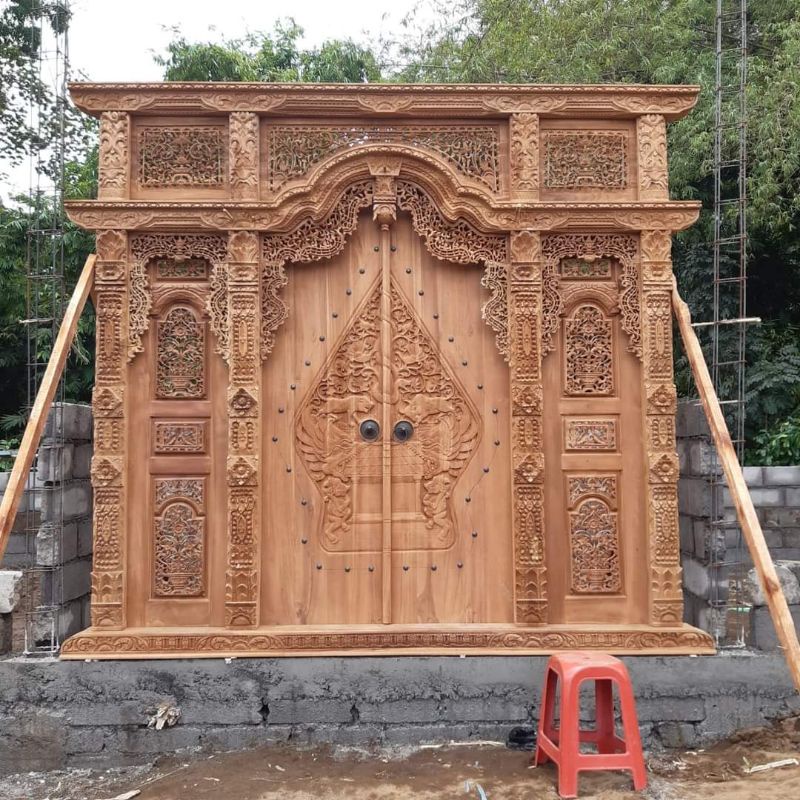 Gebyok Ukir Jati 3 Meter Pintu Relif Wayang Free Ongkir