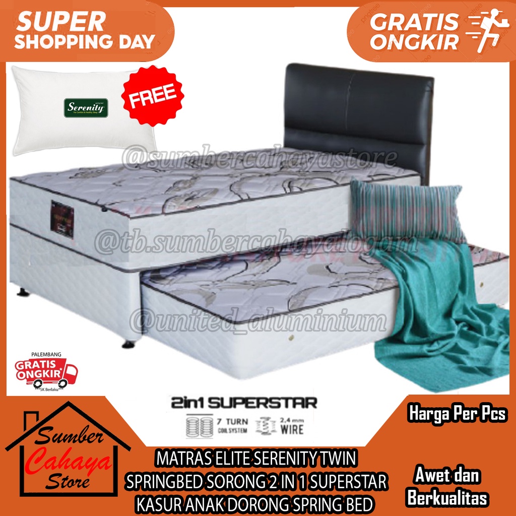 SPRINGBED SORONG KASUR ANAK MATRAS ELITE SERENITY 2 IN 1 SUPERSTAR DORONG TWIN SPRING BED SODOR MATE