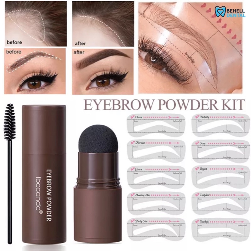 DB Ibcccndc Cetakan Alis Instan Bedak Alis Eyebrow Powder Eyebrow Stamp Alis Stempel Alis Waterproof dengan 10 Model Cetakan Alis // Alat Korektor Kontur Alis Alami Tahan Lama // Dark Brown Natural Brown Light Brown