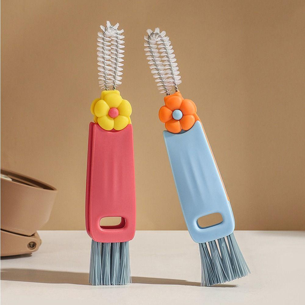 [Elegan] Sikat Botol Susu Tahan Lama Bermanfaat Bunga Trinity Cleaning Brush Groove Brush Cup Scrubber