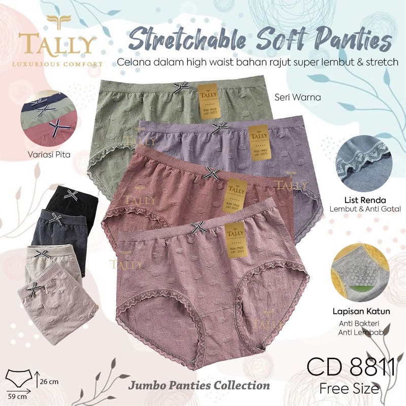 CD BODY 8811 TALLY - TALLY Celana Dalam Wanita Bahan Rajut Stretch Fit to L - XL CD 8811 TALLY CD CE