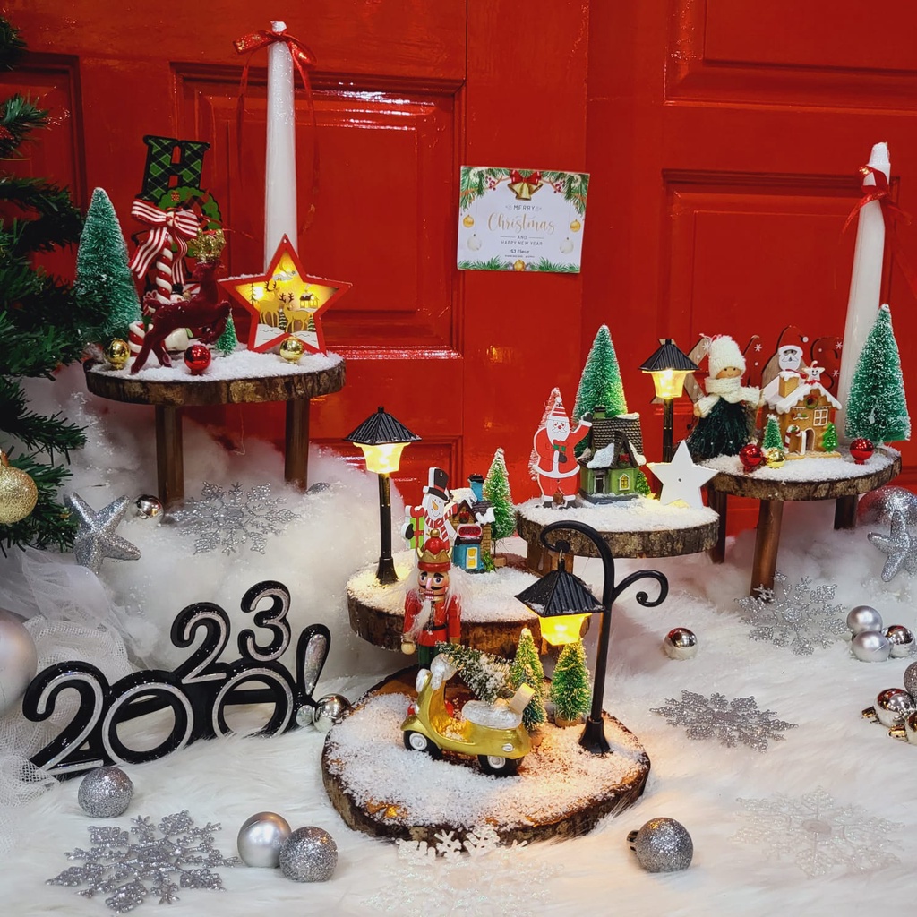 

Paket Dekorasi Hiasan Natal Pajangan Kayu Kecil Salju