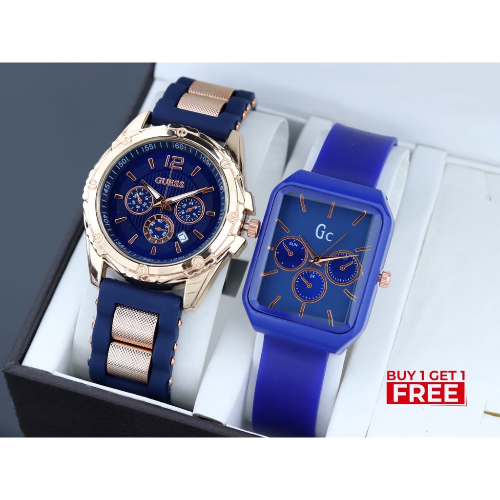 Jam tangan Wanita Strap Karet Tanggal Aktif Bonus Jam tangan Karet Analog Free Batrai