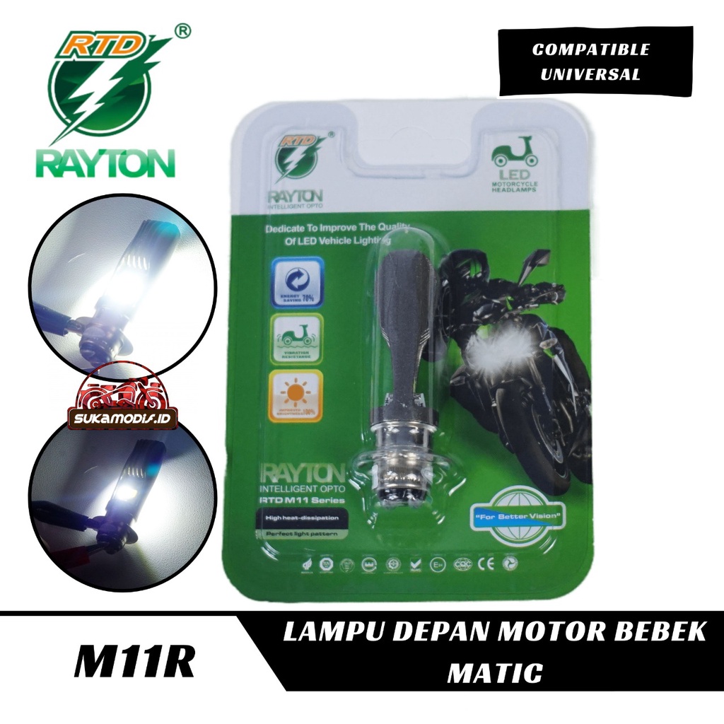 LAMPU MOTOR RTD M11RA-H6 BOHLAM H4 LAMPU HEADLAMP LED M11RA H6 KAKI BEBEK MATIC UNIVERSAL