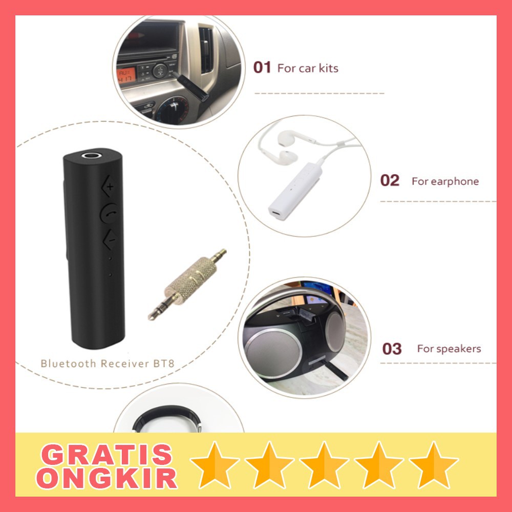 Bluetooth Audio Dongle Music Receiver Alat Adaptor Connector AUX 3.5mm - Blutut Risiver Reciver Rise