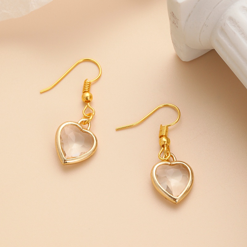 Anting Liontin Kristal Transparan Bentuk Hati Tidak Teratur Gaya Vintage Korea Untuk Pria Dan Wanita
