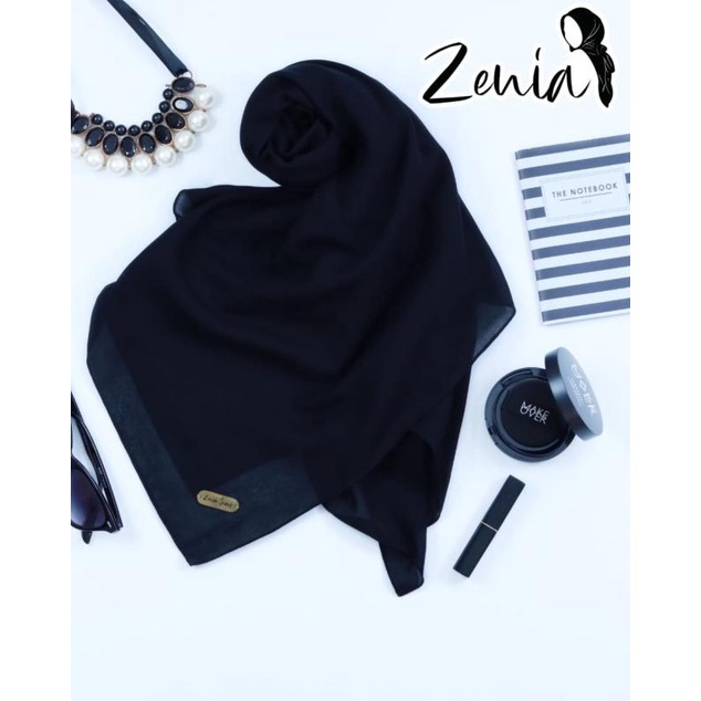Hijab / Jilbab / Voal Ultrafine Premium Segiempat Polos Jahit Tepi - Hitam
