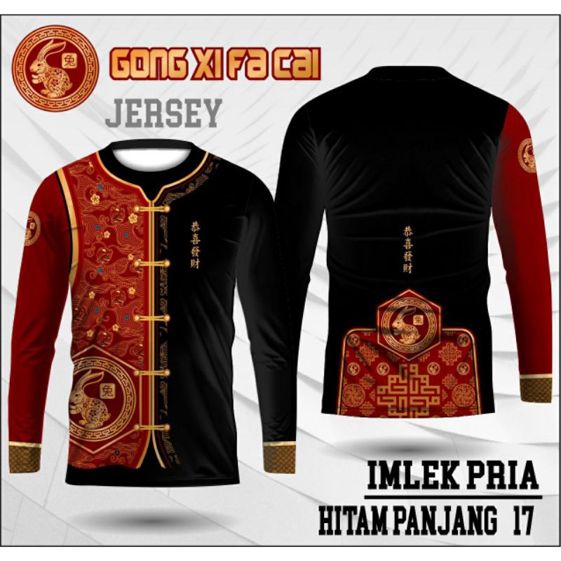 cheongsam pria 2023 baju Imlek pria lengan panjang 2023 custom nama dan logo