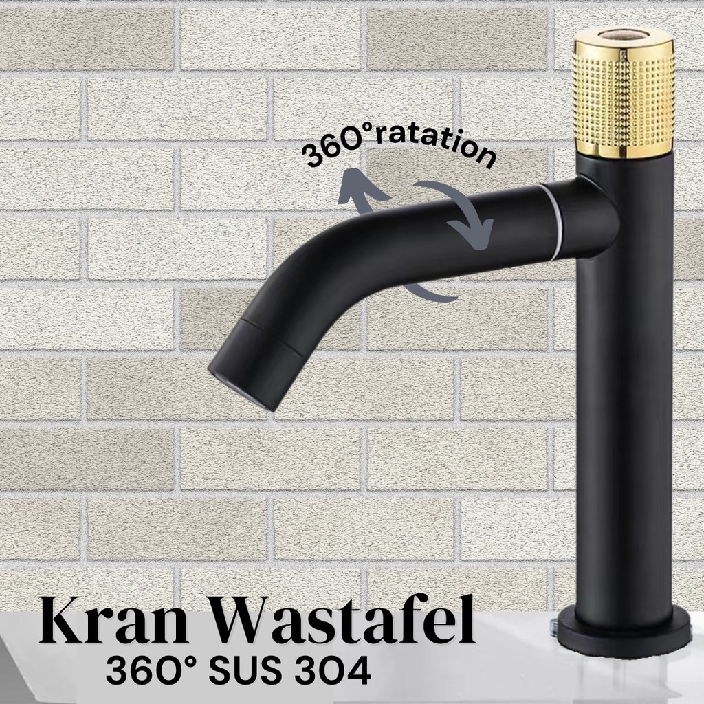 Kran Wastafel Bambu Stainless Hitam - Kran Washtafel Cuci Tangan SUS 304 Kran cuci muka