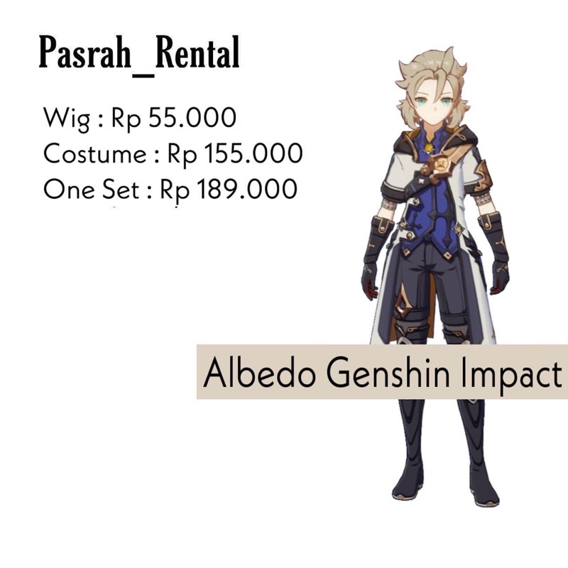 SEWA RENTAL KOSTUM / COSPLAY ALBEDO GENSHIN IMPACT