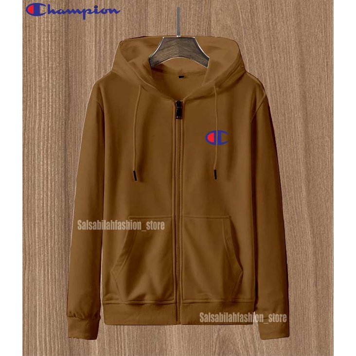 SWEATER HOODIE - Jaket Distro Zipper - Jaket Sweater Hoodie Resleting Pria Logo champio&quot;n