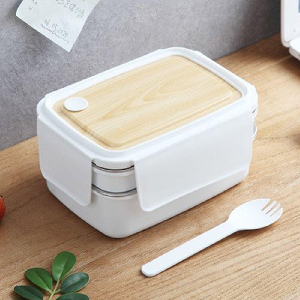 Top Lunch Box Portable Persegi Panjang Grid Untuk Pelajar Pekerja Kantor Wadah Makanan