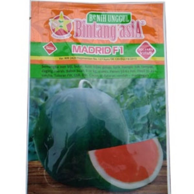 Benih semangka MADRID F1 20 gram biji semangka merah bulat non biji hibrida dari