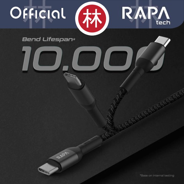 RAPAtech CH2030 &amp; DC1013 - PD20W Charger 20W &amp; USB-C to USB-C Cable QC