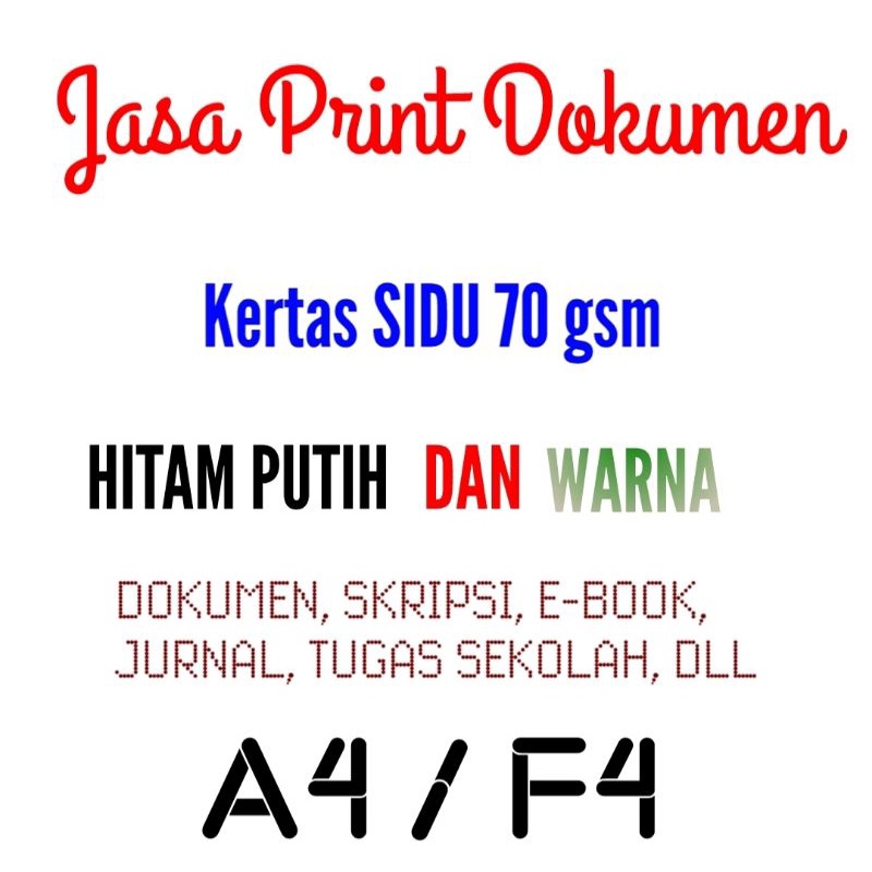 

Jasa Print Dokumen A4/F4