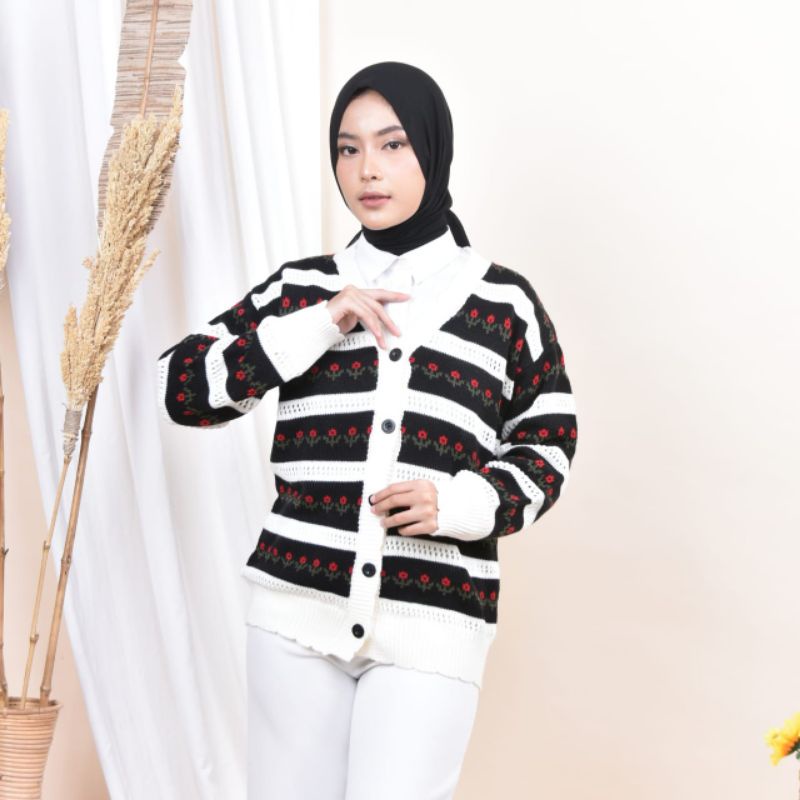 NEW FLOWER CARDIGAN |CARDIGAN MOTIF BUNGA |ATASAN WANITA|NEW CARDIGAN RAJUT BUNGA|OUTER