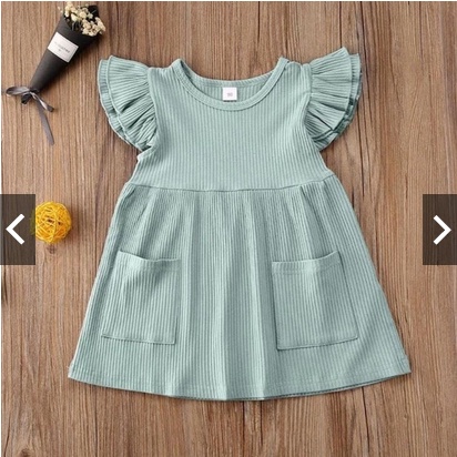 DRESS ANAK TANGAN RUFFLE GIRLY / SET GIRLY BAHAN RIB