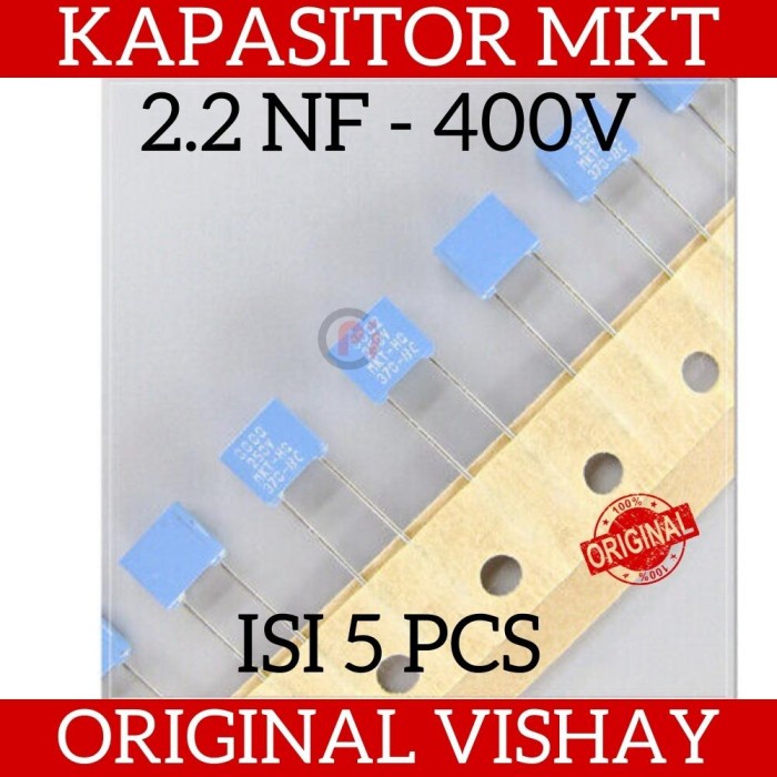 Isi 5 Pcs ORIGINAL VISHAY 2.2nF 400V 222 MKT MKM Kapasitor Capacitor