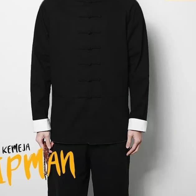 Baju Kemeja Koko Imlek Pria Lengan Panjang Original Ipman Kungfu Putih