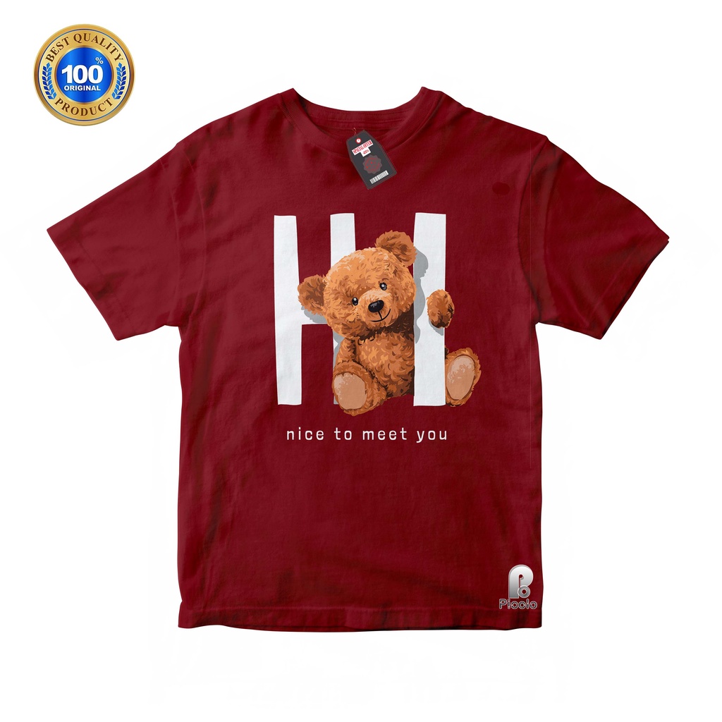 BAJU KAOS ANAK MOTIF BEAR/BERUANG NICE TO MEET YOU 2-10 Tahun UNISEX