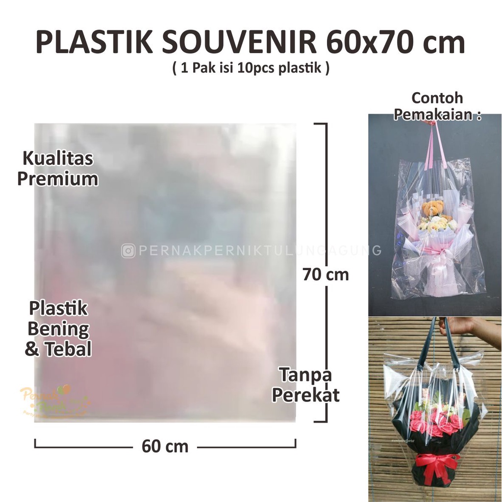 

Plastik Souvenir 60x70cm - Tas Plastik Bening Tebal Tanpa Perekat untuk wadah souvenir snack pesta ulang tahun, tedhak siten, wedding, khitan dll