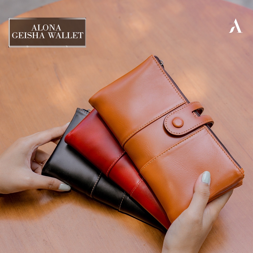 Geisha Wallet ALONA LEATHER - Dompet wanita kulit asli - Dompet Panjang - woman gift dompet elegant 