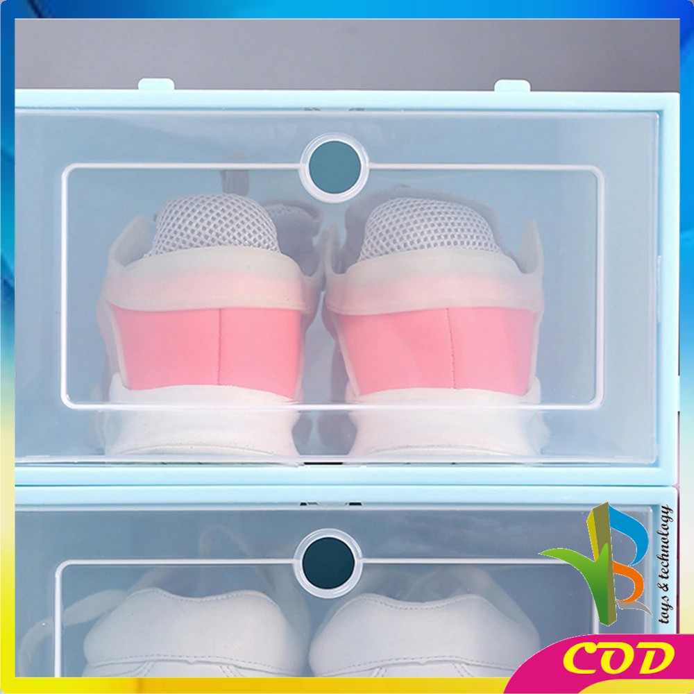 RB-C158 Kotak Sepatu Lipat Transparan Tebal Shoes Storage Box Organizer Rak Sepatu Plastik Susun