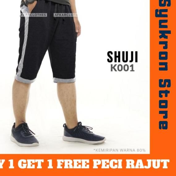 Celana Pendek Pria 3/4 Selutut Nyaman Distro Kolor Training Afkar Ori - L