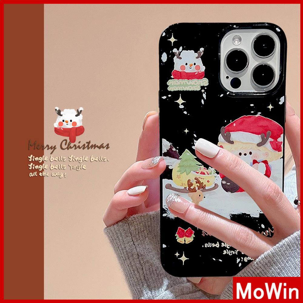 For iPhone 14 Pro Max iPhone Case Glossy Black TPU Soft Case Shockproof Protection Camera Merry Christmas Santa Claus Compatible For iPhone 13 Pro max 12 Pro Max 11 xr xs 7Plus 7 8