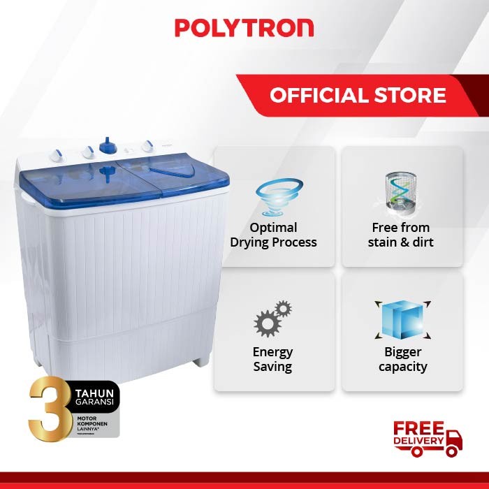 POLYTRON PWM 951 Mesin Cuci 2 tabung 9,5Kg Primadona Samba