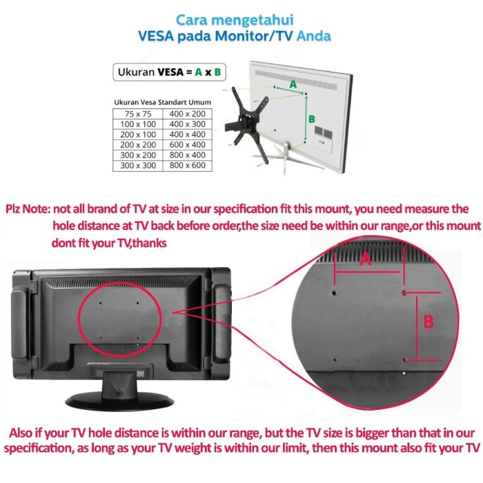 Bracket TV gantung plafon 55 52 43 42 32 in Breket Ceiling LCD Plasma LED Bisa atur Panjang