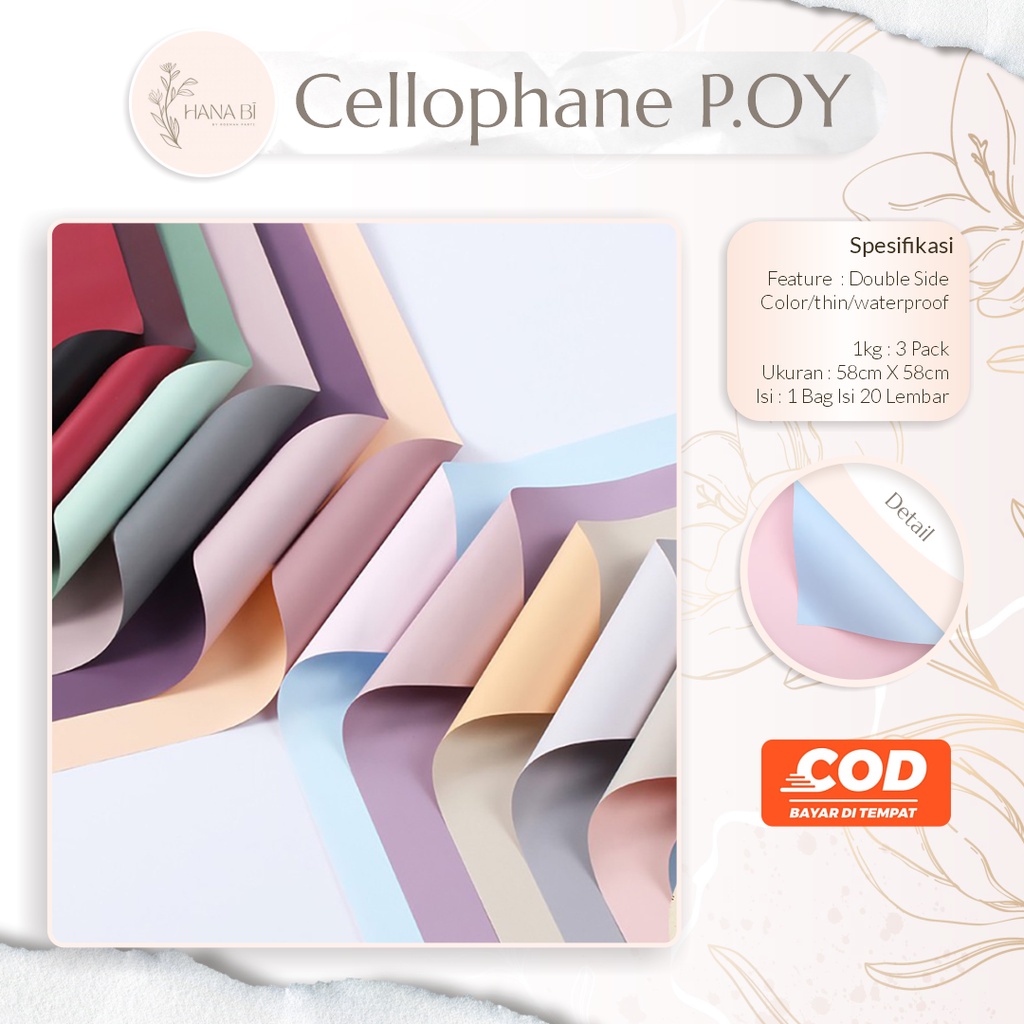 

20 Lembar Cellophane Kertas Buket Bunga Wrapping Paper Cellophane Flower Wrapping Paper Kado Party P.OY
