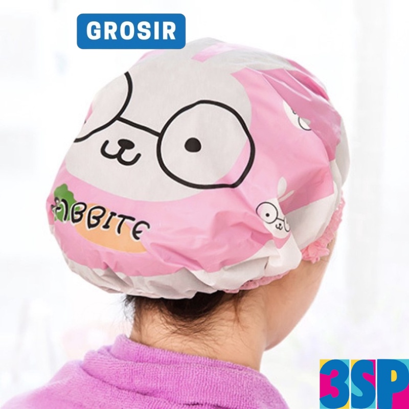 3SP | SSR22 Shower Cap Karakter Kartun Lucu Topi Mandi Anak Dewasa Penutup Rambut Kepala Topi Mandi Waterproof Lucu Tahan Air Import