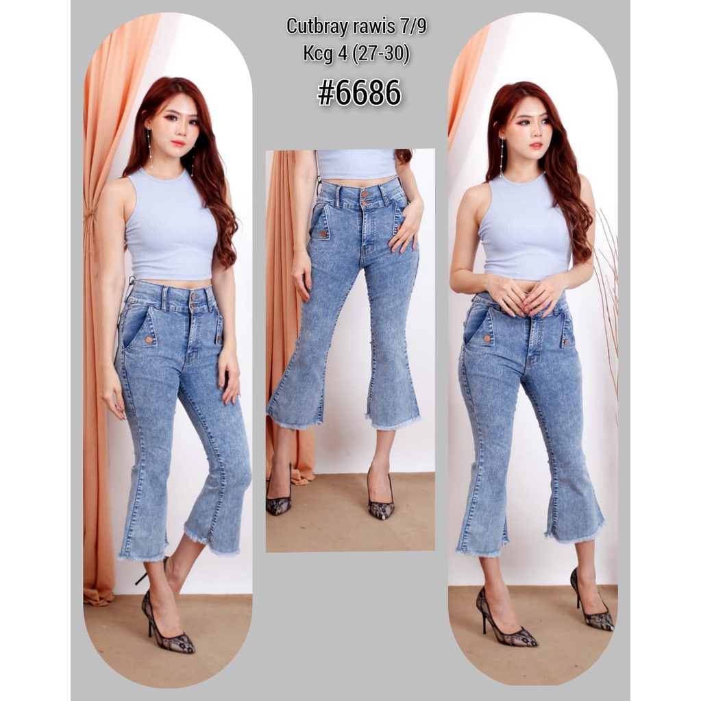 Celana Jeans Wanita 7/9 Cutbray Manis Rawis KC4 27-30 31-34 Bisa Bayar Ditempat(COD)