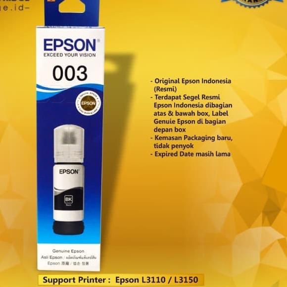 Tinta Epson 003 black Original Refill Ink Printer L3110 L3150 L 3110 - Hitam