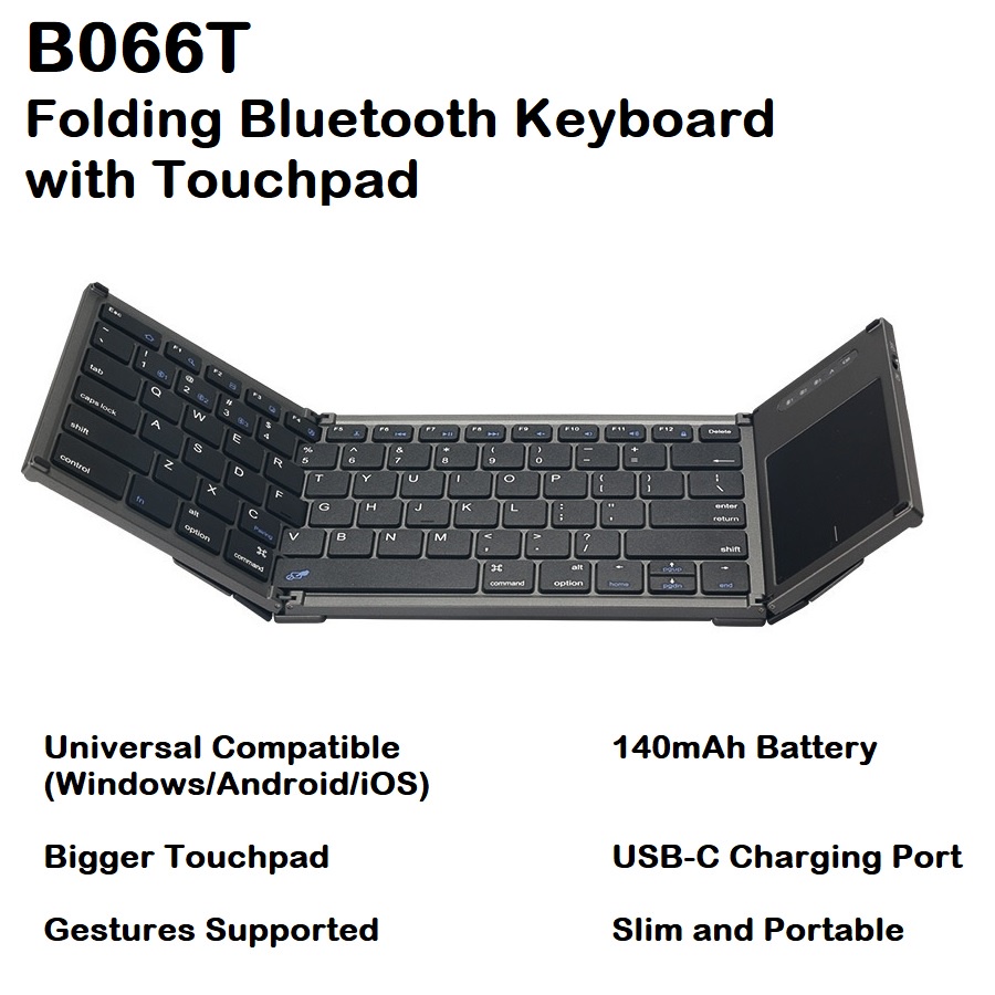 B066T - Universal Folding Portable Bluetooth Keyboard with Touchpad