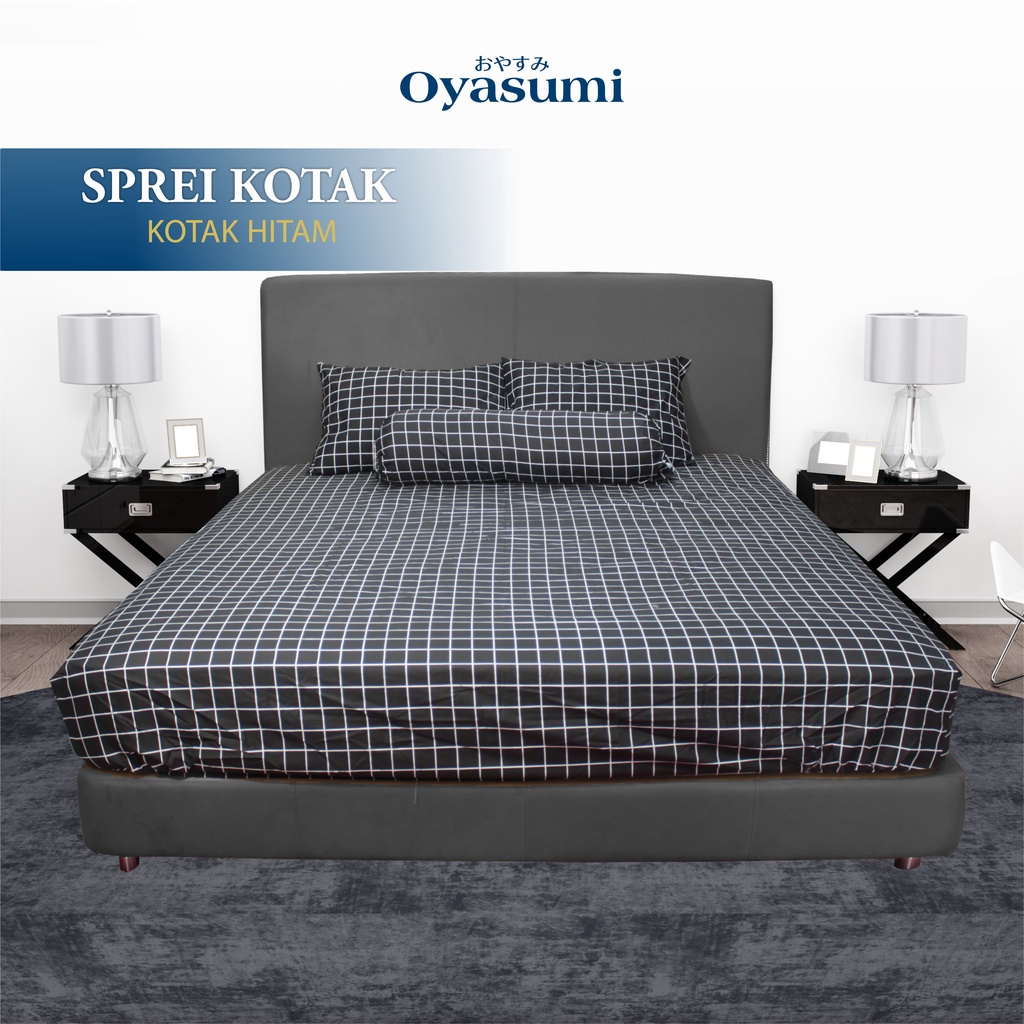 Oyasumi Sprei Motif Kotak Kotak Set Premium King Queen I Single Sprei Motif Aesthetic Sprei Homemade