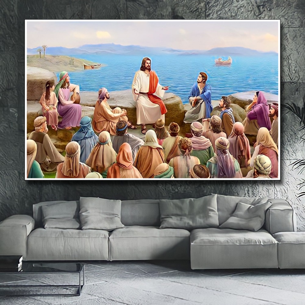 Hiasan Dinding Poster Gambar Tuhan Yesus  Xtra Jumbo Besar Best seller Ukuran 100x70cm 150x100cm 200