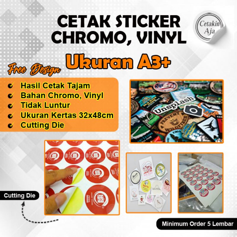 Jual Sticker Chromo, Vinyl Cuting, Laminasi Glossy/Doff A3+ | Shopee ...