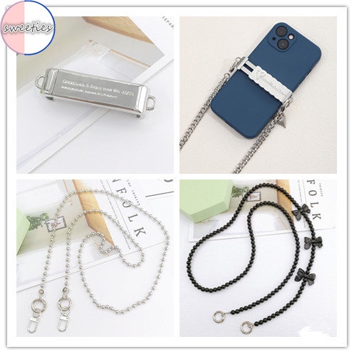 Tali lanyard anti Hilang Bahan Metal Aksen Mutiara Untuk Handphone